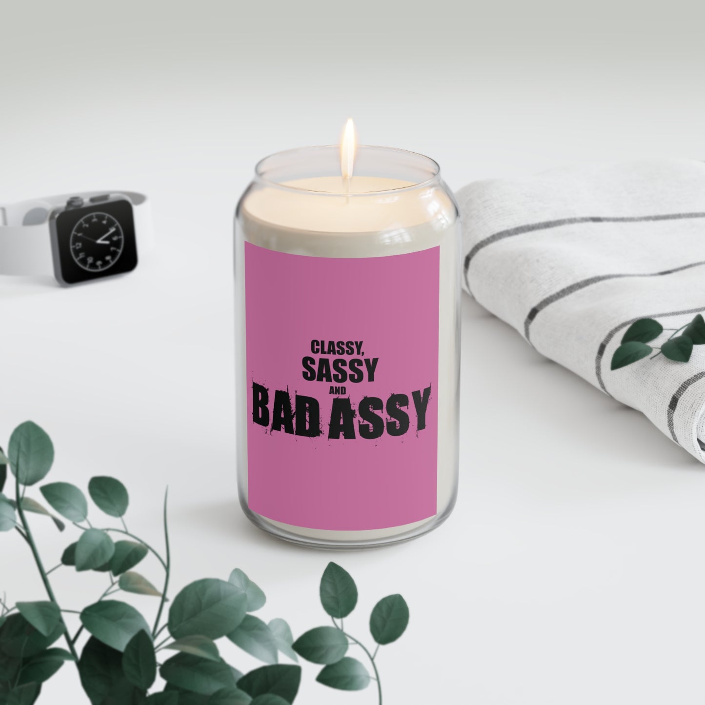 Classy Sassy and Bad Assy (Pink) Scented  Motivational Candle, 13.75oz