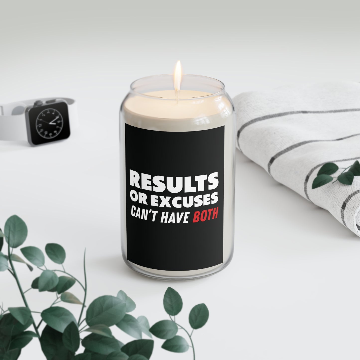 Results or Excuses Scented  Motivational Candle, 13.75oz