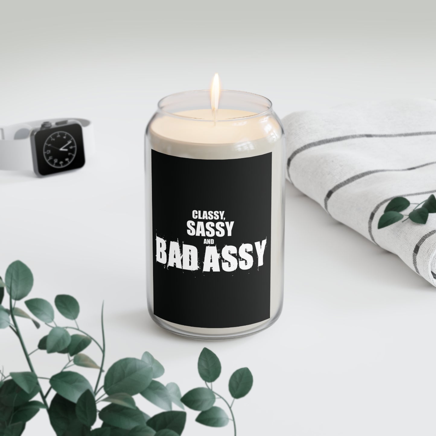 Classy Sassy and Bad Assy (Black) Scented  Motivational Candle, 13.75oz